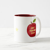 Meilleur Enseignant Jamais & Pomme Rouge Mug à caf (Devant droit)