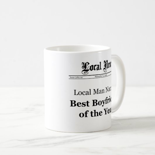 Meilleur Garçon De L'Année Journal Front Mug (Devant droit)