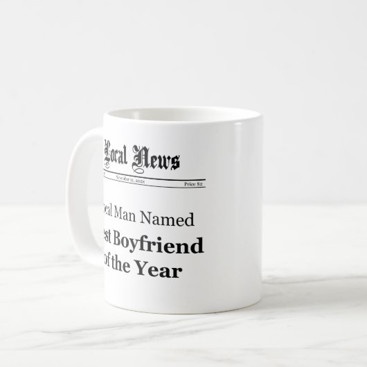 Meilleur Garçon De L'Année Journal Front Mug (Devant gauche)