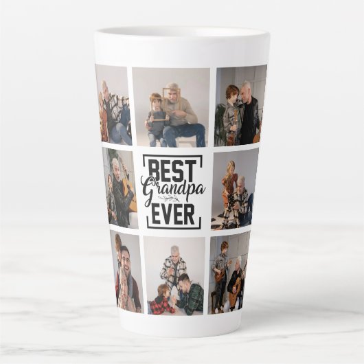 Meilleur Grand-Père Ever 8 Photo Collage Latte Mug (Devant)