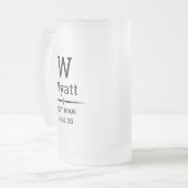 Meilleur Homme Monogramme Vitrage Frosted Beer Mug (Devant gauche)