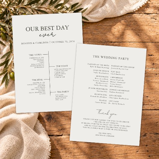 Meilleur jour de mariage Programme de cérémonie de