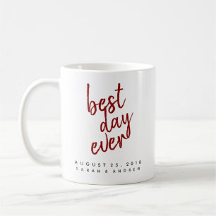 Meilleur Jour Jamais Rouge Mariage Café Mug