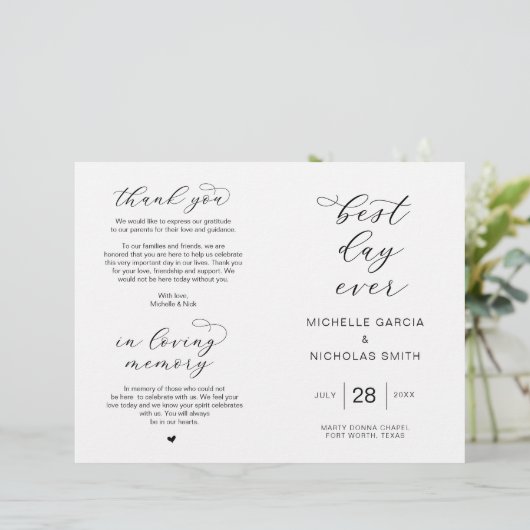 Meilleur Jour, Programmes de mariage pliables (Debout devant)