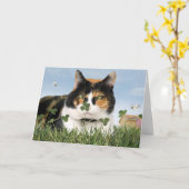 Meilleur mignon drôle de carte de chat du jour de (Fleur jaune)