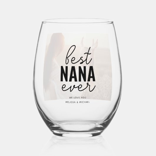 Meilleur Nana Jamais Photo Verre Vin Stemless (Recto)