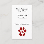 Meilleur nouveau chien Sitter Contact Cartes de vi (Dos)