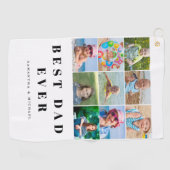 Meilleur papa 9 Photo Collage Golf Serviette (Horizontal)