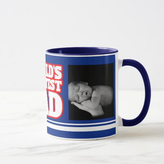 Meilleur papa du monde ajouter 2 photos mug bleu (Droite)