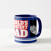 Meilleur papa du monde ajouter 2 photos mug bleu (Devant droit)