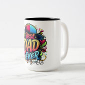 "Meilleur papa du monde : Mug peint sur mesure" (Devant droit)