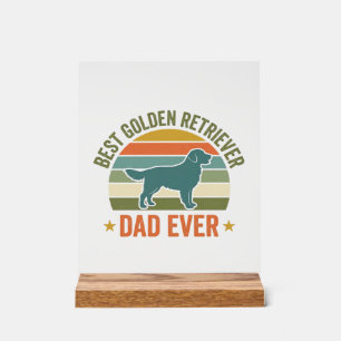 Meilleur Papa Golden Retriever Vintage T-shirt Chi