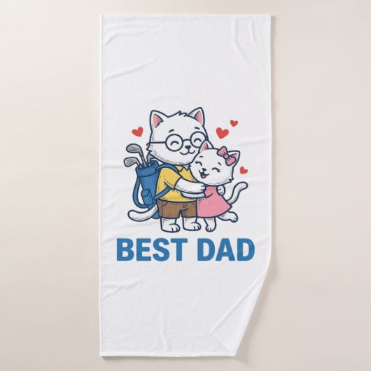 Meilleur Papa Golf Chat Câlin Mignon Design Vector (Serviette de bain)
