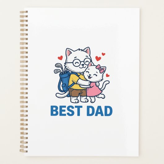 Meilleur Papa Golf Chat Câlin Mignon Design Vector (Devant)