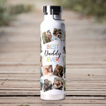 Meilleur Papa Jamais Photo Collage Bouteille d'eau<br><div class="desc">Bouteille d'eau papa moderne et amusante avec 26 photos carrés à remplacer par la vôtre,  et le dicton "meilleur papa jamais" dans un design typographique coloré.</div>