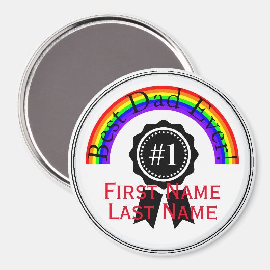 Meilleur papa jamais Rainbow Magnet HAMbWG (Recto/Verso)