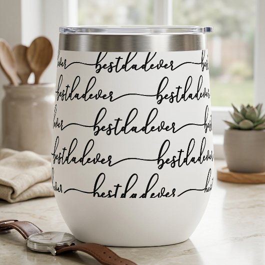 Meilleur Papa Noir Écriture Typographique Blanc
