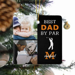 Meilleur Papa Par Photo Monogramme Ornement cérami<br><div class="desc">Surprenez votre pro de golf avec ce joli ornement de Noël de gardiens ! Ajoutez simplement 2 (deux) images personnalisées à cette conception à partir de votre téléphone ou ordinateur et personnalisez le monogramme en changeant le nom et l'initiale.</div>