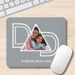 Meilleur papa photo de Fête des pères personnalisé<br><div class="desc">Le pavé photo Meilleur papa du monde est décoré avec le mot DAD en typographie blanche sur un arrière - plan gris. Facilement personnalisable avec votre photo. Fait un cadeau de Fête des pères parfait.</div>