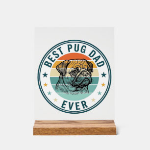 Meilleur Papa Pug Ever Vintage Gravure T-Shirt Chi