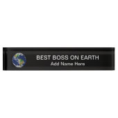 Meilleur Patron du Monde Plaque de Nom de Bureau P (Devant)