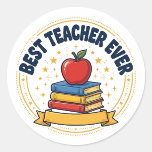 Meilleur Professeur Jamais Autocollant Rond Rétro
