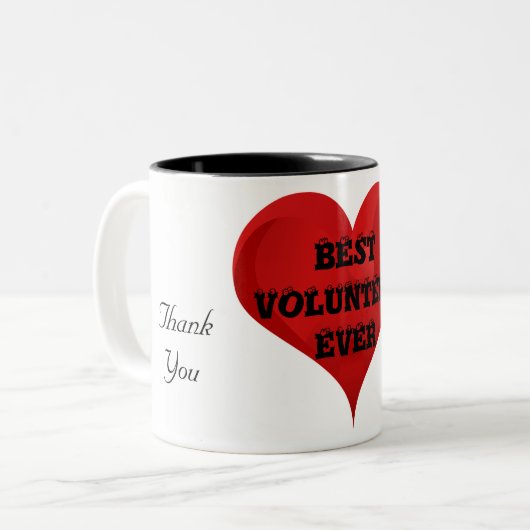 Meilleur Volontaire Jamais Merci Amour Coeur Mug (Devant gauche)