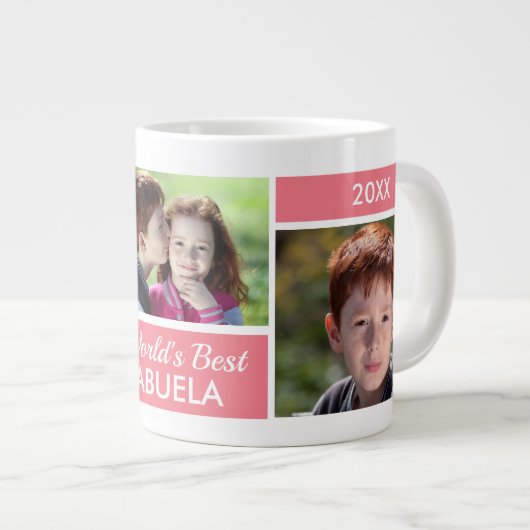 Meilleure Abuela Photo Collage Géant Café Mug (Devant droit)