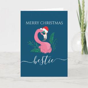 Meilleure amie Joyeux Noël carte flamant rose de f