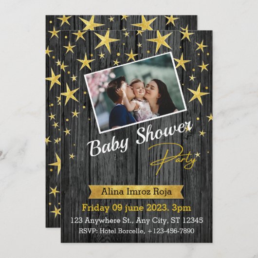 Meilleure carte d'invitation à plat Baby shower, t (Devant / Derrière)