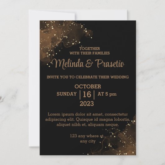 Meilleure carte d'invitation à plat Mariage, taill (Devant)