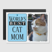 Meilleure carte magnétique bleue photo maman chat (Devant / Derrière)