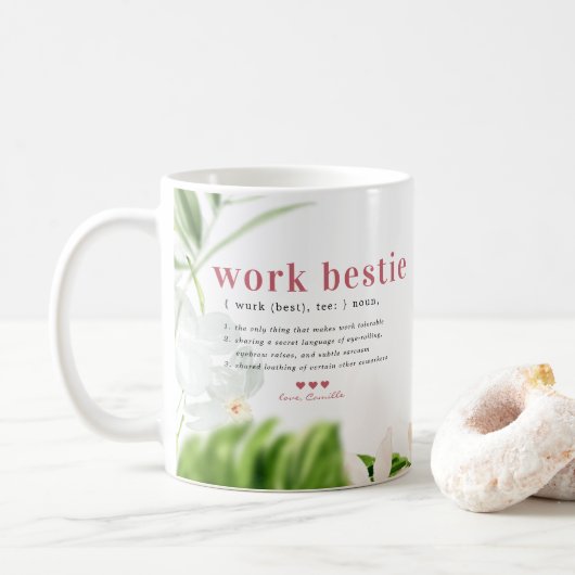 Meilleure Collègue de Travail | Mug de Café avec M (Avec donut)