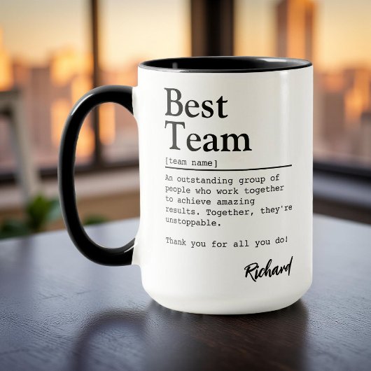 Meilleure définition d'équipe Tasse personnalisée