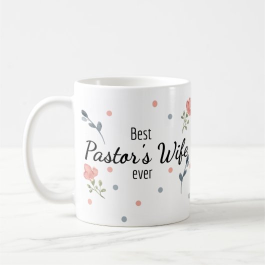 Meilleure femme de pasteur jamais florale Mug (Gauche)