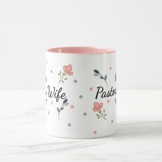 Meilleure femme de pasteur jamais rose florale Mug (Centre)