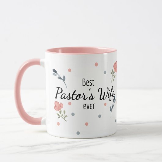 Meilleure femme de pasteur jamais rose florale Mug (Gauche)