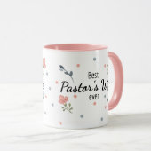 Meilleure femme de pasteur jamais rose florale Mug (Devant droit)