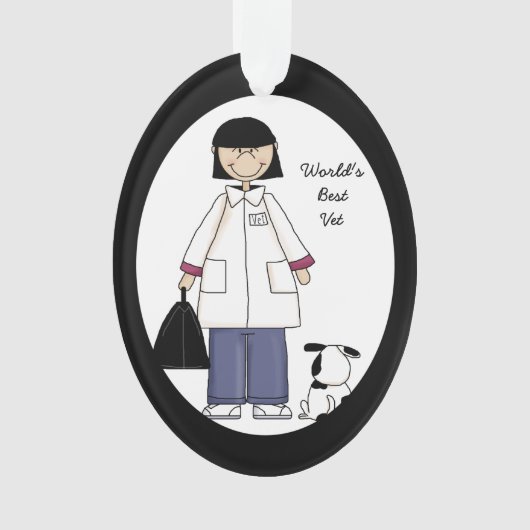 Meilleure femme ornement acrylique vétérinaire (devant)