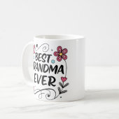 Meilleure grand-mère Jamais florale de café Mug (Devant gauche)