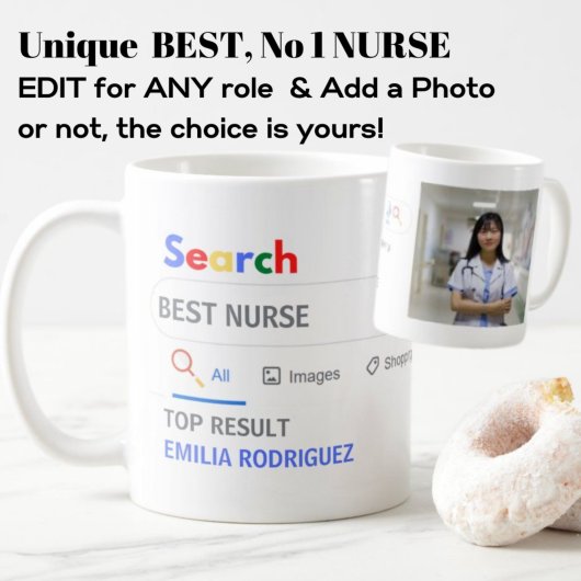 MEILLEURE INFIRMIÈRE Photo Mug Nouveauté Recherche