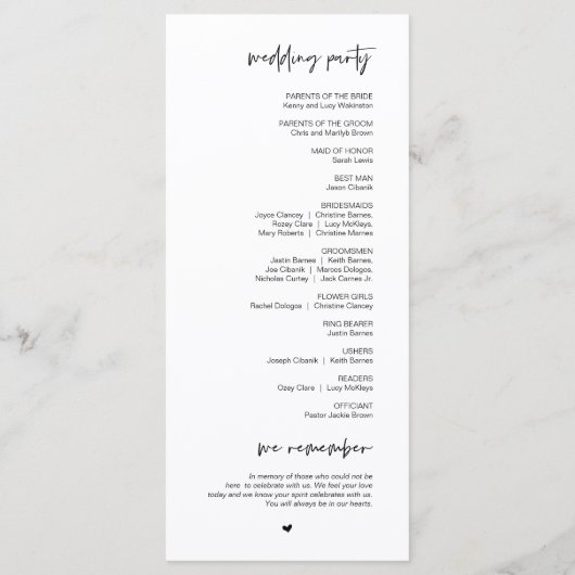 Meilleure journée jamais, Programme de Mariage min (Dos)