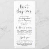 Meilleure journée, Programme de cérémonie Mariage  (Devant)