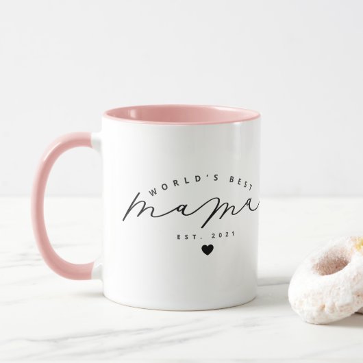 Meilleure Mama Cute Calligraphy Café Mug (Avec donut)