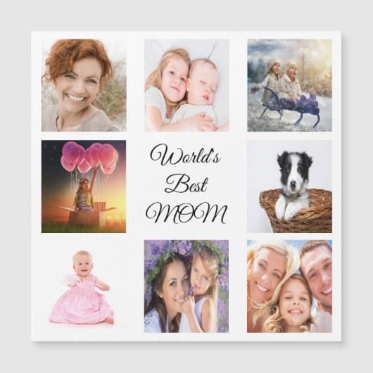 Meilleure maman aimant collage photo blanc magnet (Devant)