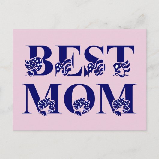 Meilleure Maman Carte Postale avec Texte Drapeau U (Devant)