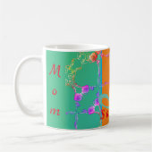 "Meilleure maman" Coeurs Roses colorés Mug café (Gauche)