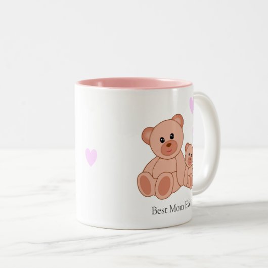 Meilleure maman & Coeurs sur Mug de café blanc à d (Devant droit)