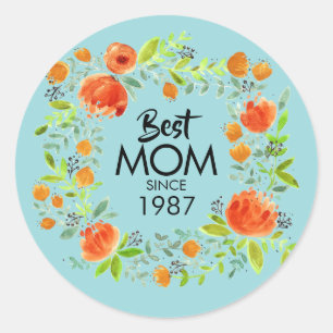 Meilleure maman depuis l'aquarelle Stickers Floral