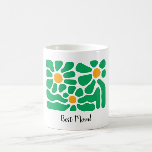 Meilleure maman Fleur verte personnalisée Mug vert (Centre)
